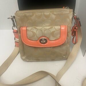 Coach Beige and Coral Crossbody Bag